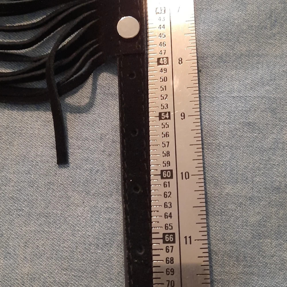 Black leather fringe collar 8 - 11 in